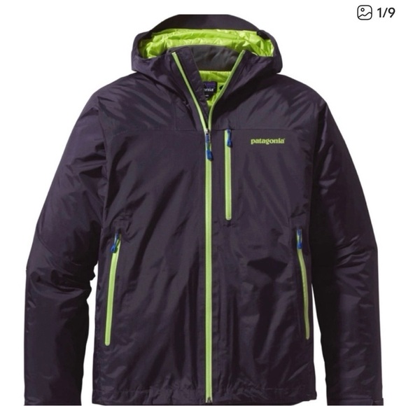 Patagonia Other - 💙💚Patagonia Navy Blue & Lime Green Hooded Torentshell Insulated Rain Snow Jacket